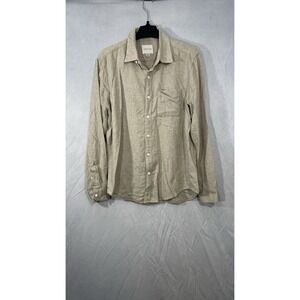 American Eagle Men's Soft Cotton Long Sleeve Button Up Shirt Beige Size Large